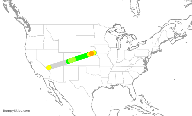 Turbulence forecast map for MXY618, LAS to LNK