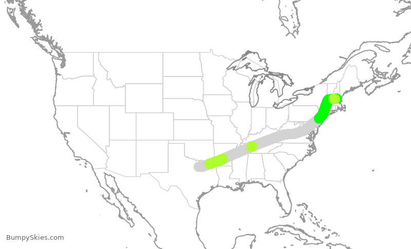 Turbulence forecast map for MXY6358, FTW to MHT