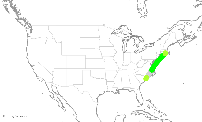 Turbulence forecast map for MXY731, MYR to PVD