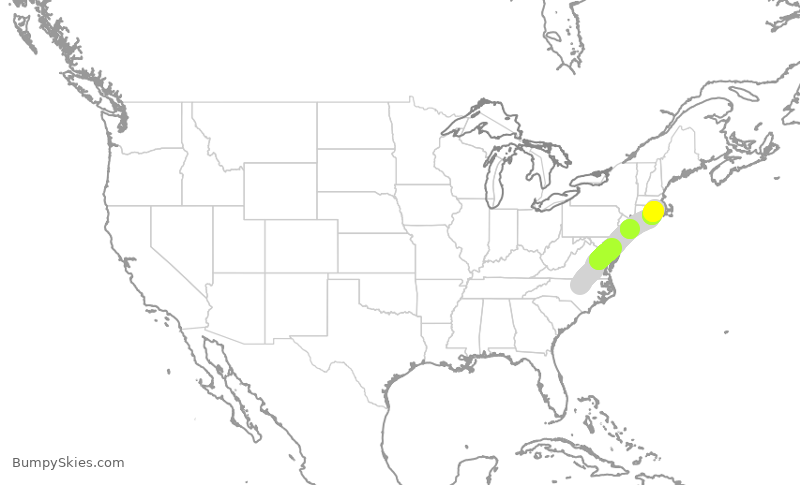 Turbulence forecast map for MXY755, RDU to PVD