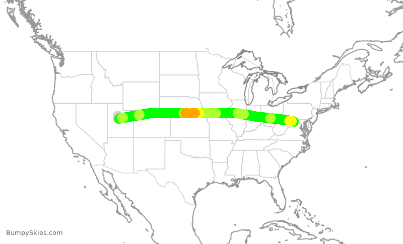 Turbulence forecast map for MXY828, PVU to IAD