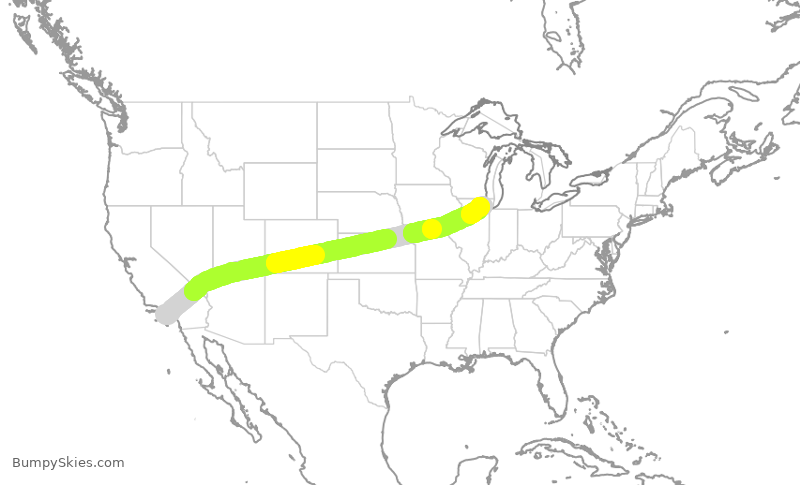Turbulence forecast map for NKS1118, LAX to ORD