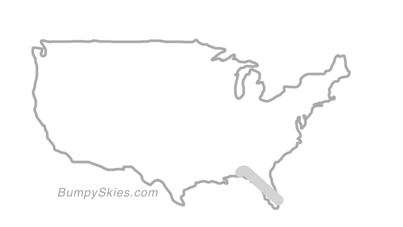 Map of continental US with illustrated flight path and turbulence forecast (described in text below)