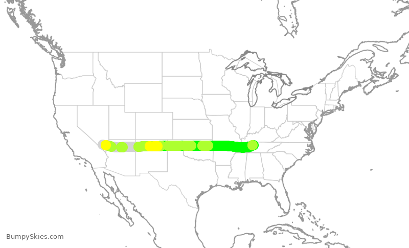 Turbulence forecast map for NKS2194, LAS to BNA