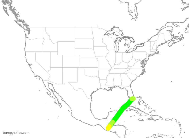 Turbulence forecast map for NKS244, GGT to FLL