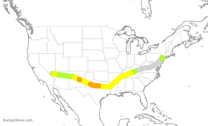 Turbulence forecast map for NKS2680, LAS to EWR