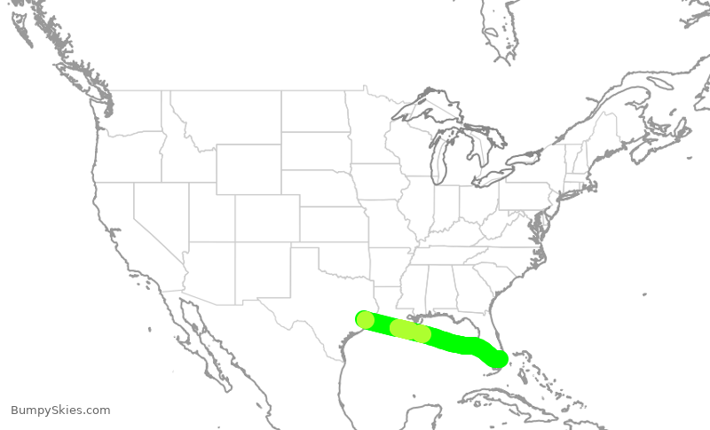 Turbulence forecast map for NKS2840, IAH to FLL