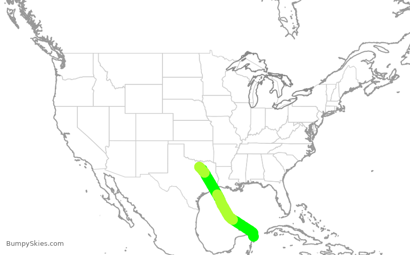 Turbulence forecast map for NKS344, MUN to DFW