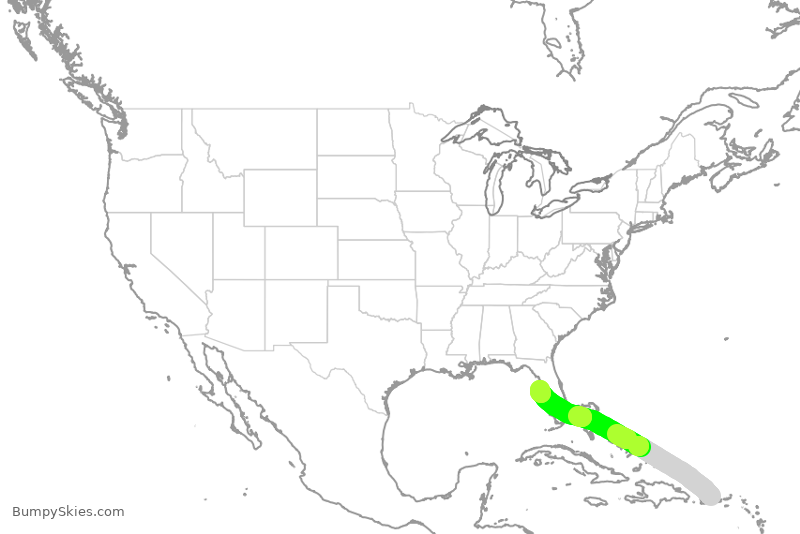 Turbulence forecast map for NKS3905, JSJ to TPA