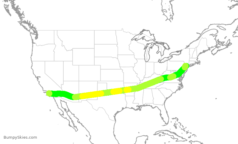 Turbulence forecast map for NKS42, LAX to EWR