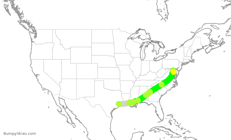 Turbulence forecast map for NKS465, IAH to BWI