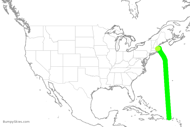 Turbulence forecast map for NKS891, JSJ to BOS