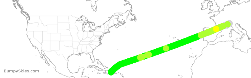 Turbulence forecast map for NOS170, MXP to LRM