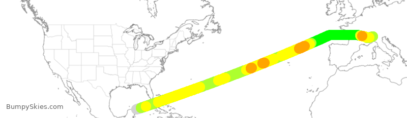 Turbulence forecast map for NOS285, MUN to IMC