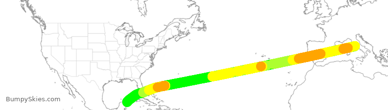 Turbulence forecast map for NOS430, FCO to CUN