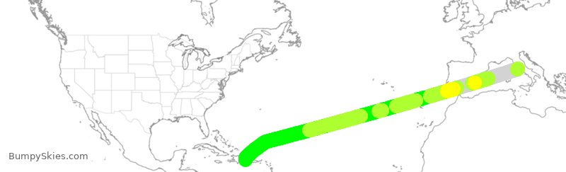 Turbulence forecast map for NOS456, FCO to LRM