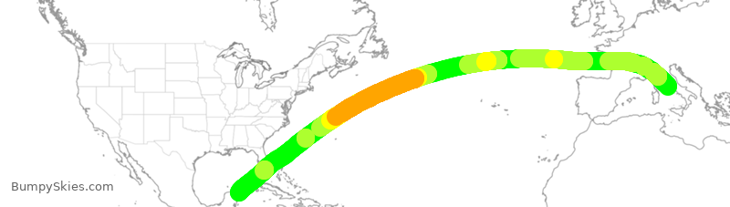 Turbulence forecast map for NOS472, FCO to CUN