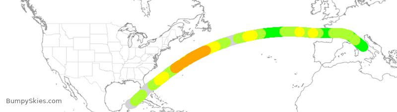 Turbulence forecast map for NOS473, CUN to FCO