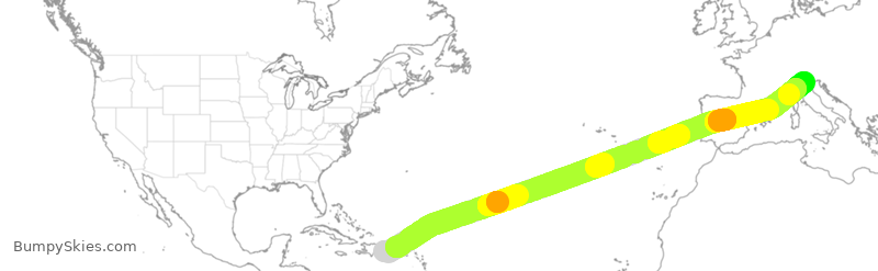 Turbulence forecast map for NOS523, DLR to IPX