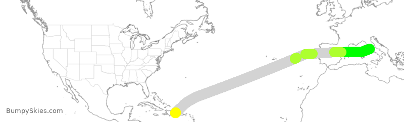 Turbulence forecast map for NOS557, LRM to FCO
