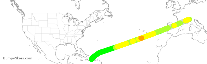 Turbulence forecast map for NOS573, IMC to DLR