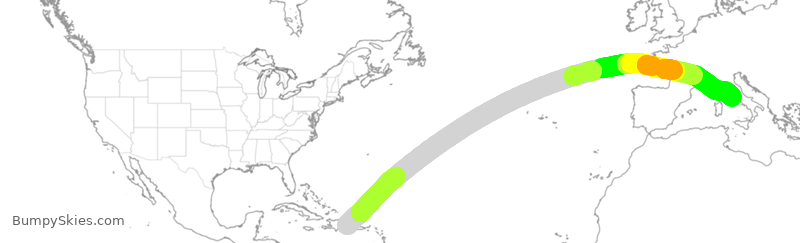 Turbulence forecast map for NOS631, LRM to FCO