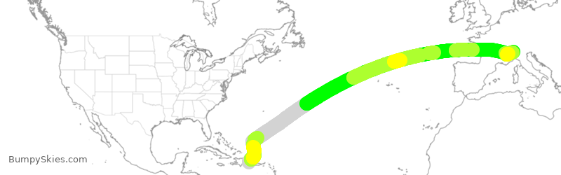 Turbulence forecast map for NOS736, LRM to MXP