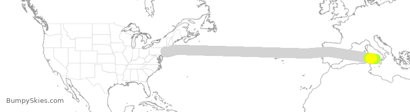 Turbulence forecast map for NOS785, JFK to PMO