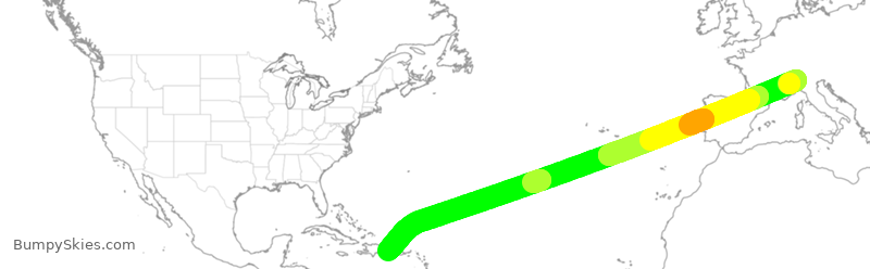 Turbulence forecast map for NOS860, IMC to DPC