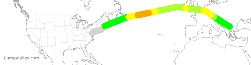 Turbulence forecast map for OAE4067, BWI to BSF