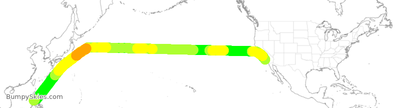 Turbulence forecast map for PAL102, PLL to LAX
