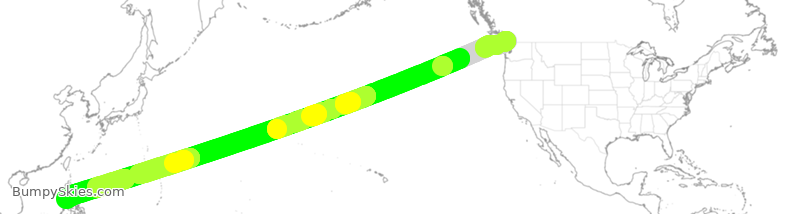 Turbulence forecast map for PAL117, YVR to MNL