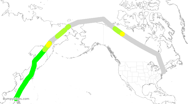 Turbulence forecast map for PAL127, JFK to MNL