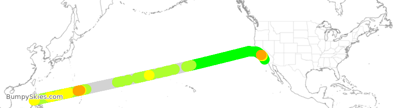 Turbulence forecast map for PAL5102, MNL to LAX