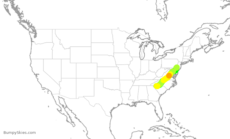 Turbulence forecast map for PDT5786, GSP to PHL