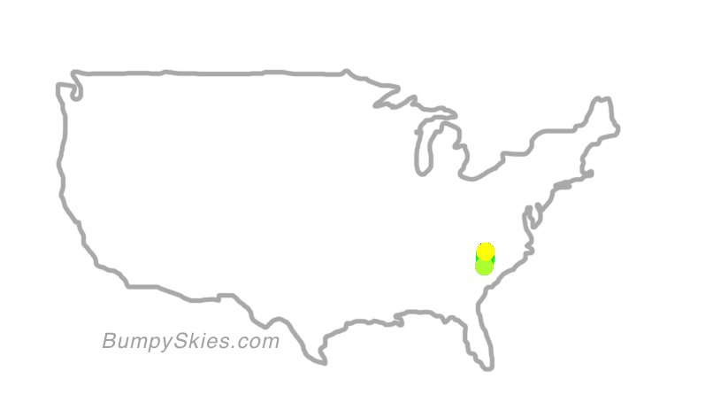 Map of continental US with illustrated flight path and turbulence forecast (described in text below)