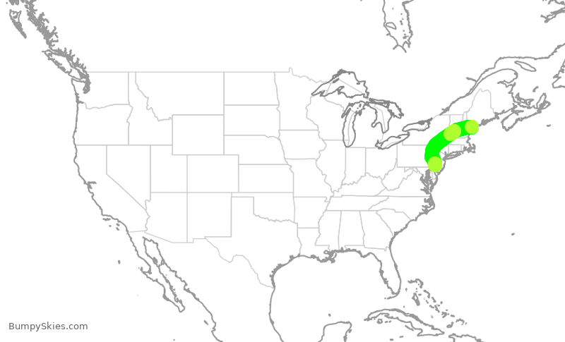 Turbulence forecast map for PDT5791, PWM to PHL