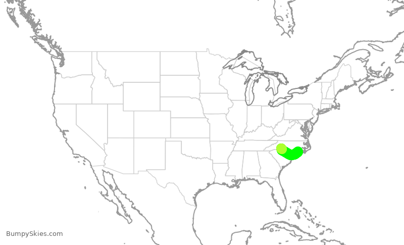 Turbulence forecast map for PDT5792, OAJ to CLT