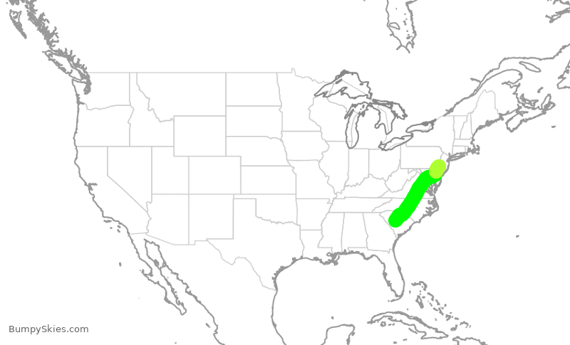 Turbulence forecast map for PDT5794, CAE to PHL