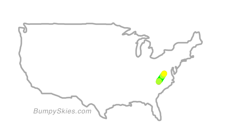Map of continental US with illustrated flight path and turbulence forecast (described in text below)