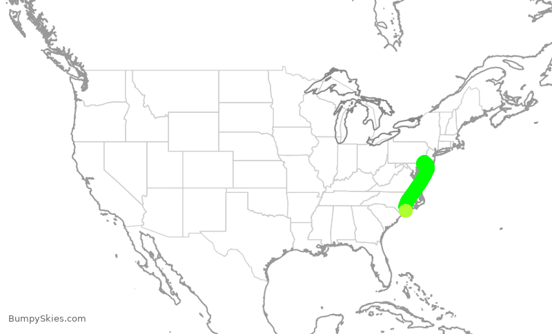 Turbulence forecast map for PDT5797, ILM to PHL