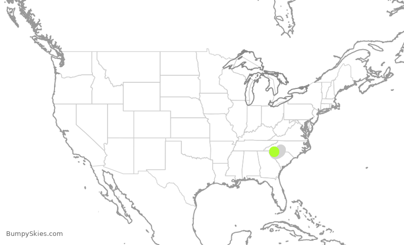 Turbulence forecast map for PDT5798, GSP to CLT