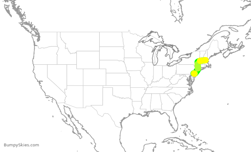 Turbulence forecast map for PDT5802, PHL to MHT