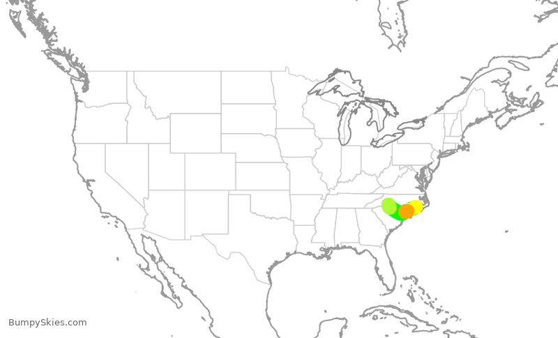 Turbulence forecast map for PDT5804, EWN to CLT