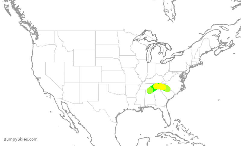 Turbulence forecast map for PDT5806, HSV to CLT