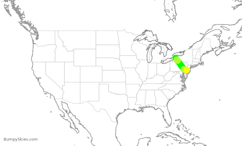 Turbulence forecast map for PDT5809, BUF to PHL