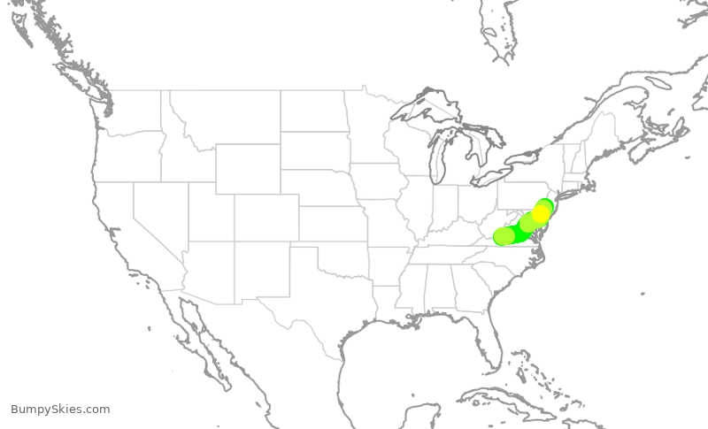Turbulence forecast map for PDT5830, ROA to PHL