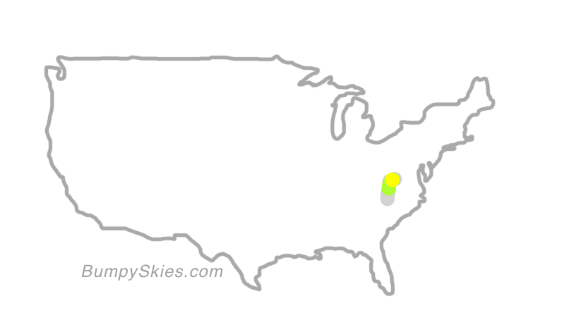 Map of continental US with illustrated flight path and turbulence forecast (described in text below)