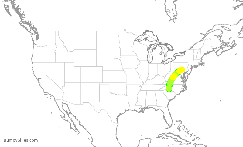 Turbulence forecast map for PDT5836, CLT to MDT