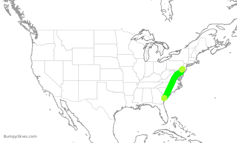 Turbulence forecast map for PDT5838, SAV to PHL